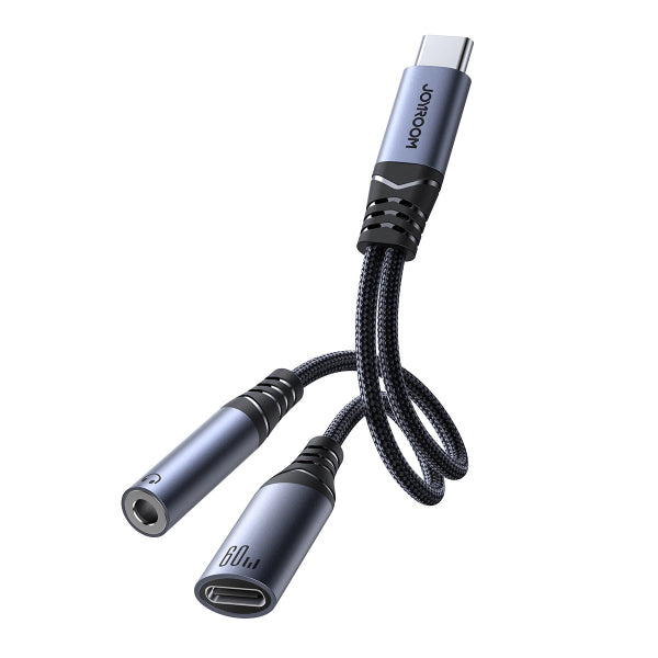 Joyroom USB-C to 3.5mm / USB-C Audio Cable SY-C02, 0.14m, Black