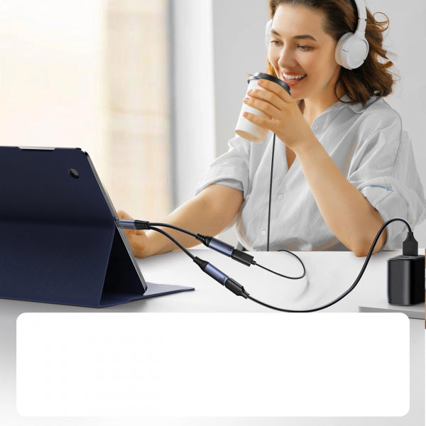 Joyroom USB-C to 2 x USB-C Audio Cable SY-C03, 0.14m, Black