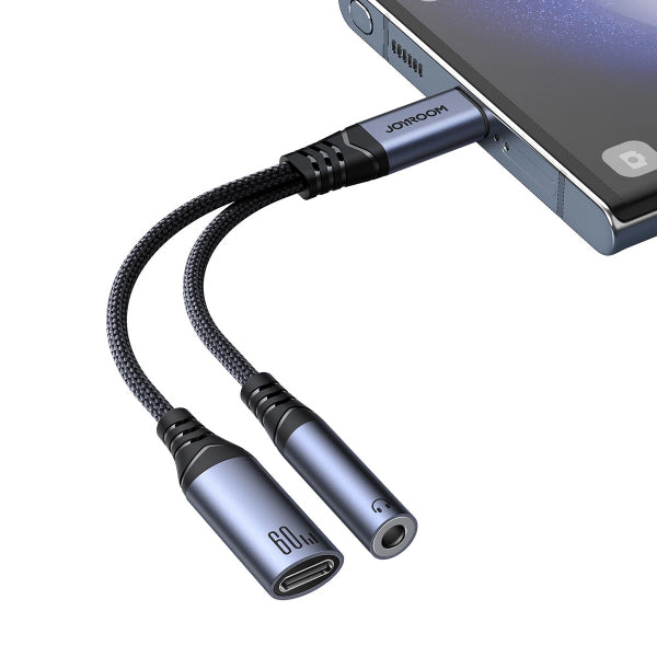 Joyroom USB-C to 3.5mm / USB-C Audio Cable SY-C02, 0.14m, Black
