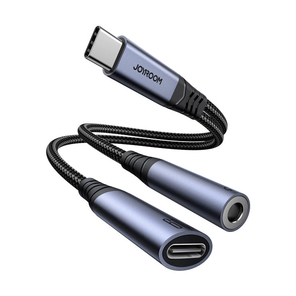 Joyroom USB-C to 3.5mm / USB-C Audio Cable SY-C02, 0.14m, Black
