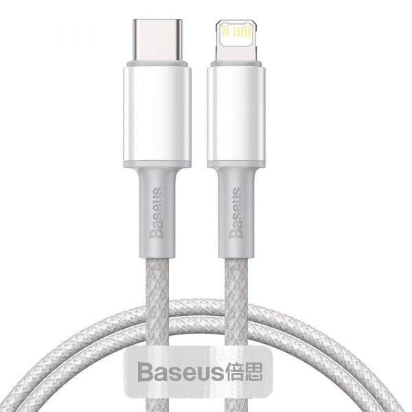 Baseus USB-C to Lightning Cable High Density Braided, 20W, 2.4A, 2m, White CATLGD-A02