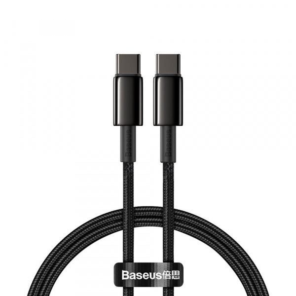 Baseus USB-C to USB-C Cable Tungsten Gold, 100W, 5A, 1m, Black CATWJ-01