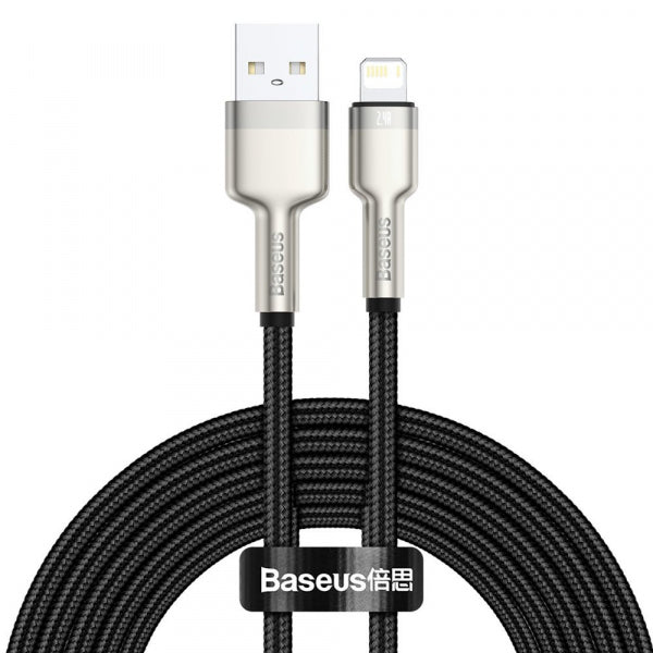 Baseus USB-A to Lightning Cable Cafule Metal Series, 18W, 2.4A, 2m, Black CALJK-B01