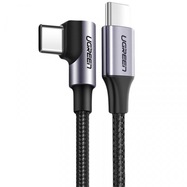 Ugreen USB-C to USB-C Cable US255 Angled, 60W, 3A, 2m, Grey