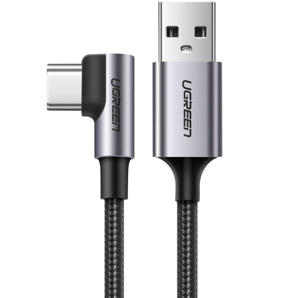 Ugreen USB-A to USB-C Cable US284 Angled, 18W, 3A, 2m, Grey