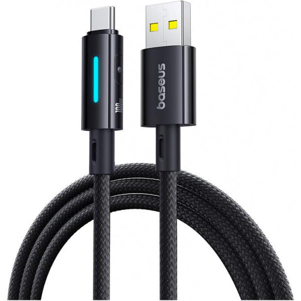 Baseus USB-A to USB-C Cable Lit Button Control, 100W, 5A, 1m, Black P10379002121-00