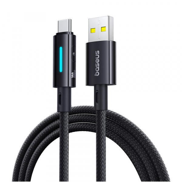 Baseus USB-A to USB-C Cable Lit Button Control, 100W, 5A, 2m, Black P10379002121-01