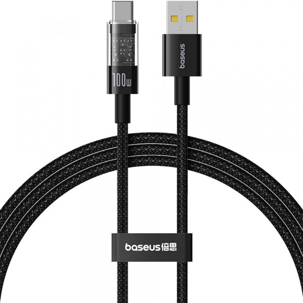 Baseus USB-A to USB-C Cable Gem, 100W, 5A, 2m, Black P10373002111-01