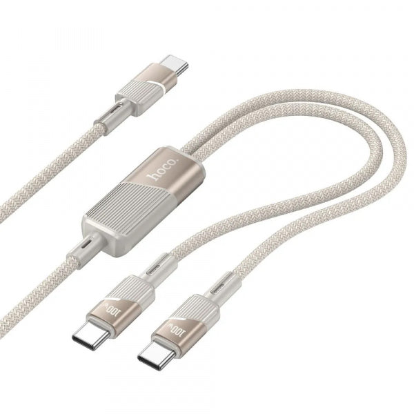 Hoco USB-C to 2 x USB-C Cable U139 2in1, 100W, 5A, 1.2m, Gold