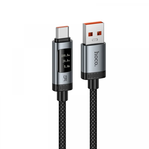 Hoco USB-A to USB-C Cable Display U148, 100W, 5A, 1.2m, Black