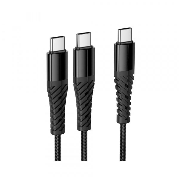 Hoco USB-C to 2 x USB-C Charging Cable X123, 10W, 3A, 1m, Black