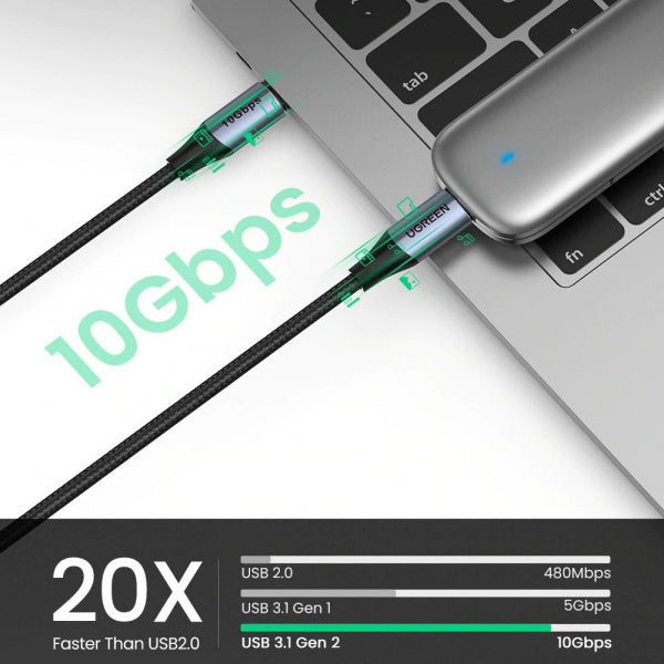 Ugreen USB-C to USB-C Cable US355, 100W, 5A, 1m, Black