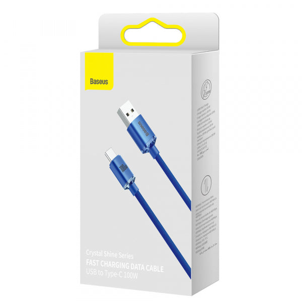 Baseus USB-A to USB-C Cable Crystal Shine Series, 100W, 5A, 2m, Blue CAJY000503