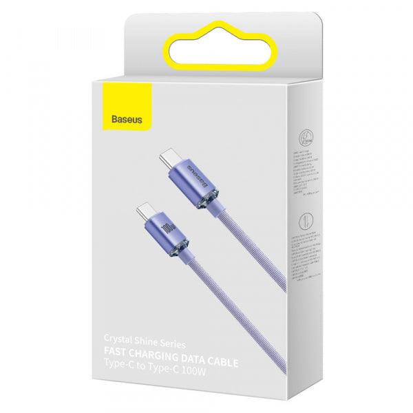 Baseus USB-C to USB-C Cable Crystal Shine Series, 100W, 5A, 1.2m, Purple CAJY000605