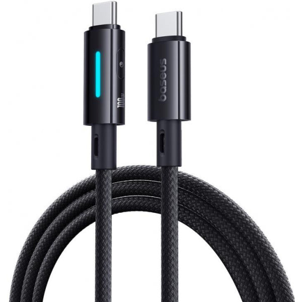 Baseus USB-C to USB-C Cable Lit Button Control, 100W, 5A, 2m, Black P10379000121-01