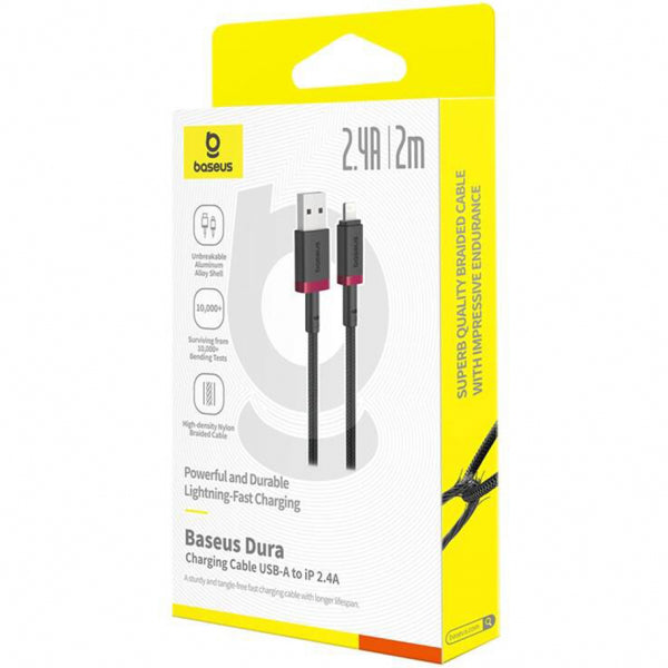 Baseus USB-A to Lightning Cable Dura Series, 18W, 2.4A, 2m, Red P10377801U01-03