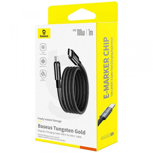 Baseus USB-C to USB-C Cable Tungsten Gold, 100W, 5A, 1m, Black P10319805111-00