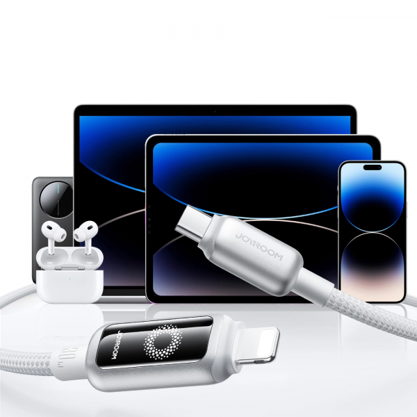 Joyroom USB-C to Lightning Cable S-A55 StarFlight Display, 30W, 2.4A, 1.2m, White