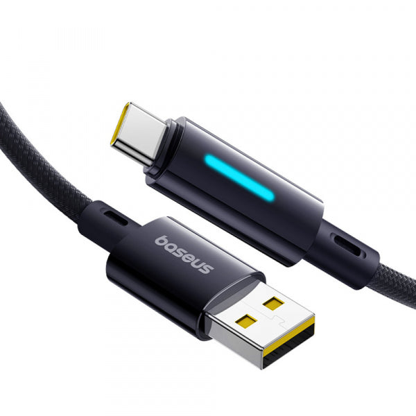 Baseus USB-A to USB-C Cable Lit Button Control, 100W, 5A, 2m, Black P10379002121-01