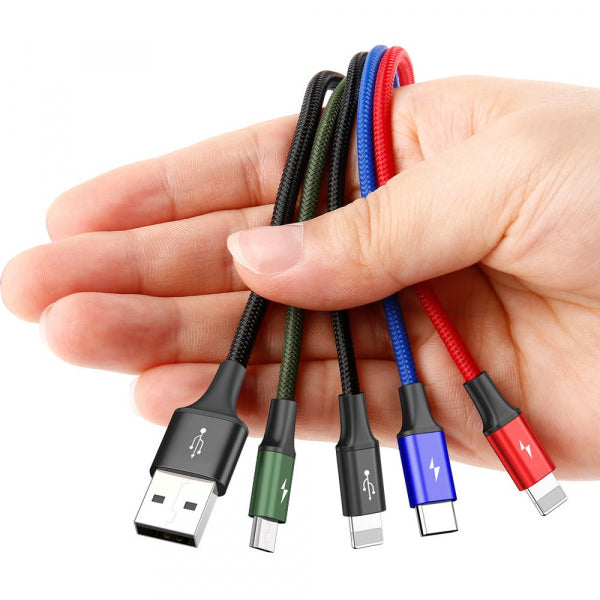 Baseus USB-A to 2 x Lightning / microUSB / USB-C Charging Cable Rapid 4in1, 20W, 2.4A, 1.2m, Black CA1T4-A01