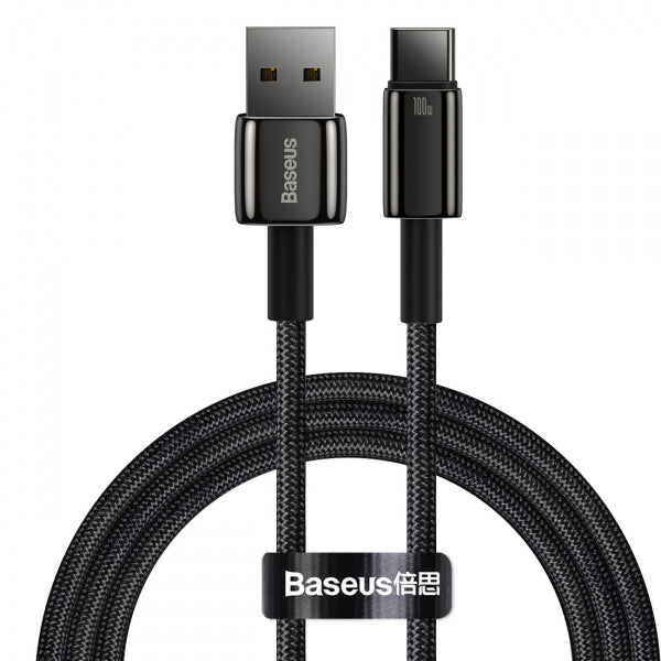 Baseus USB-A to USB-C Cable Tungsten Gold, 100W, 5A, 1m, Black CAWJ000001