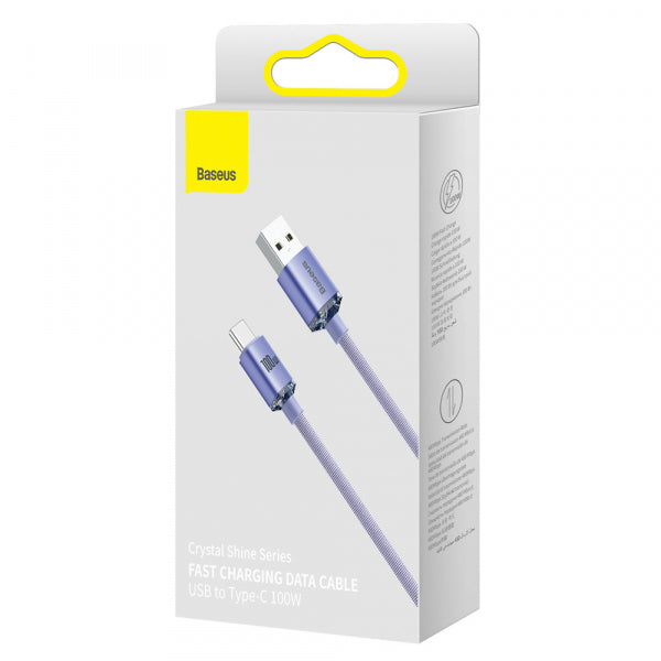 Baseus USB-A to USB-C Cable Crystal Shine Series, 100W, 5A, 2m, Purple CAJY000505