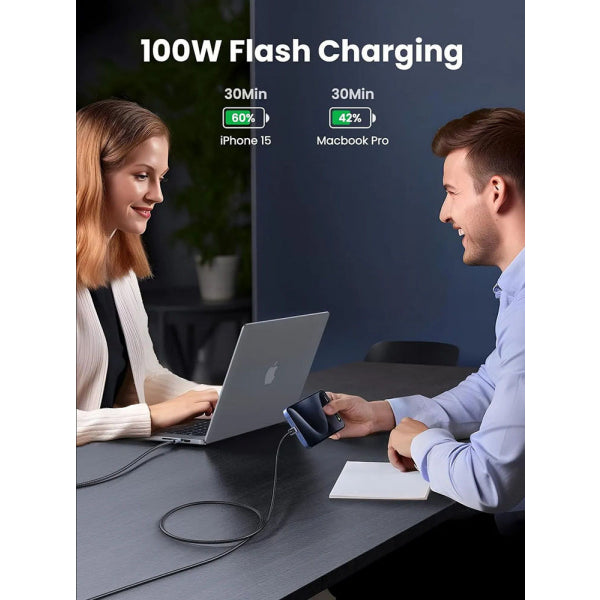 Ugreen USB-C to USB-C Cable L512, 100W, 5A, 3m, Grey