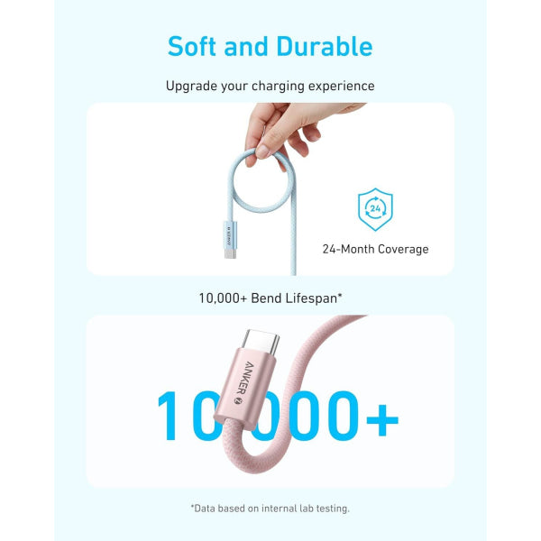 Anker USB-C to USB-C Cable Zolo, 240W, 1.8m, Black A8060H12