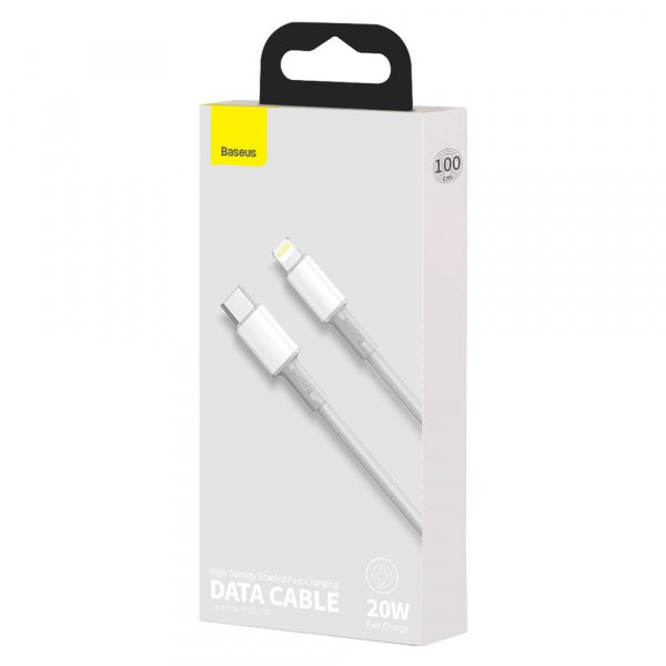 Baseus USB-C to Lightning Cable High Density Braided, 20W, 2.4A, 2m, White CATLGD-A02