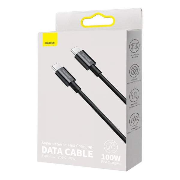 Baseus USB-C to USB-C Cable Superior Series, 100W, 5A, 1m, Black CATYS-B01