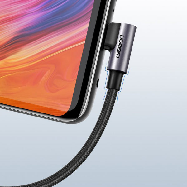 Ugreen USB-A to USB-C Cable US284 Angled, 18W, 3A, 2m, Grey
