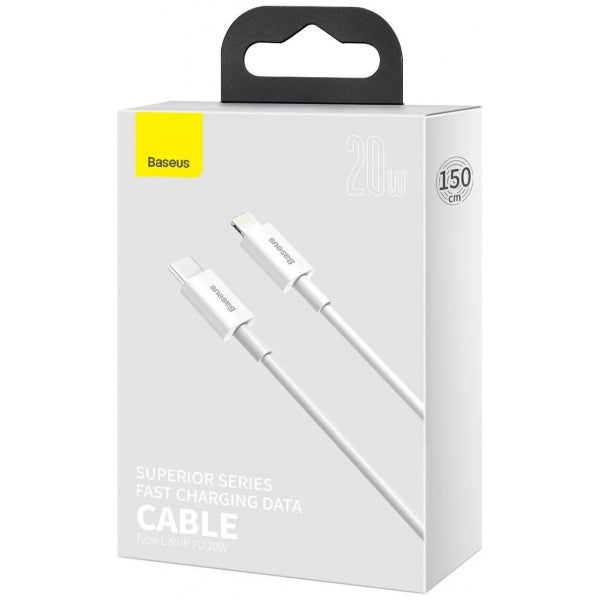 Baseus USB-C to Lightning Cable Superior Series, 20W, 2.4A, 1.5m, White CATLYS-B02