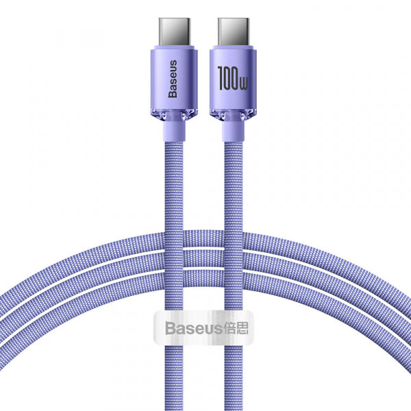 Baseus USB-C to USB-C Cable Crystal Shine Series, 100W, 5A, 1.2m, Purple CAJY000605