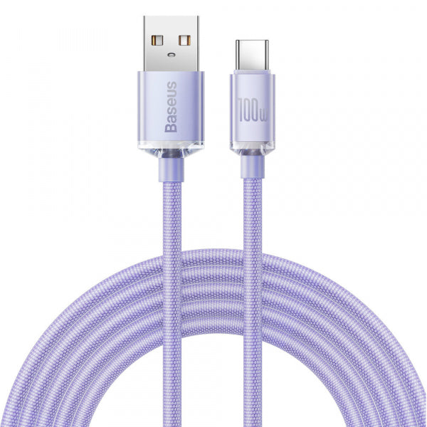 Baseus USB-A to USB-C Cable Crystal Shine Series, 100W, 5A, 2m, Purple CAJY000505
