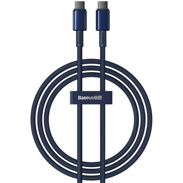 Baseus USB-C to USB-C Cable Tungsten Gold, 100W, 5A, 1m, Dark Blue P10319800321-03