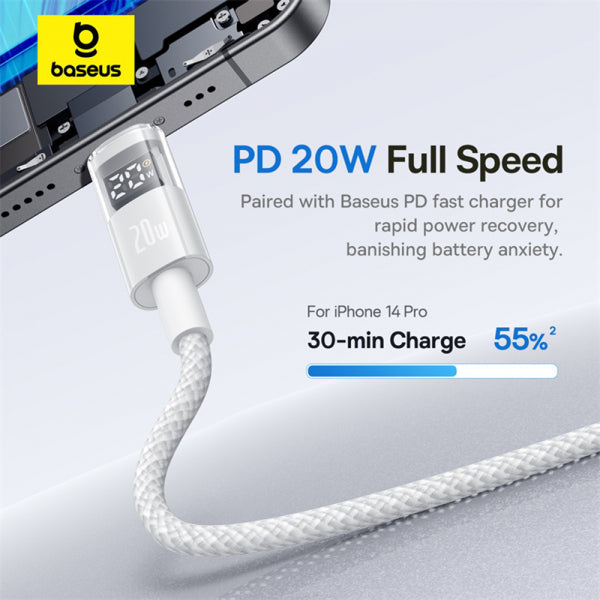 Baseus USB-C to Lightning Cable Display 2, 20W, 2.4A, 2m, White P10382703211-01