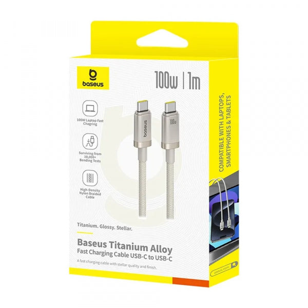 Baseus USB-C to USB-C Cable Titanium, 100W, 5A, 1m, Silver P10378100G21-00