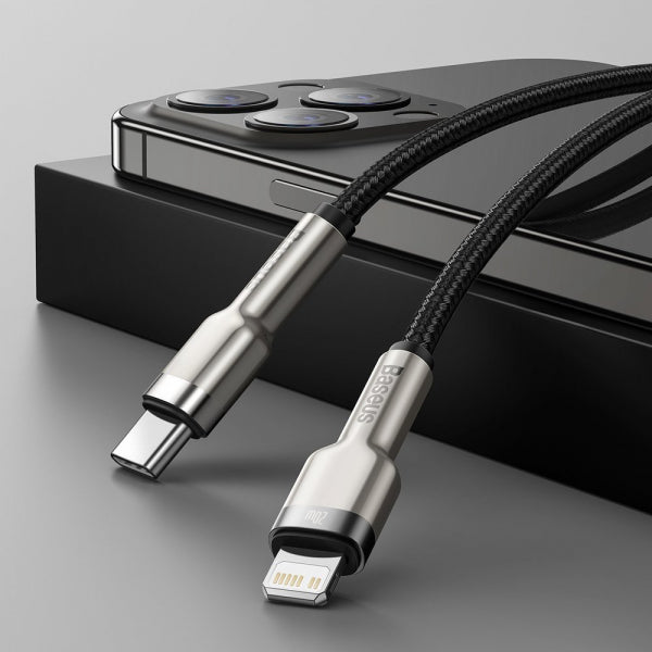 Baseus USB-C to Lightning Cable Cafule Metal Series, 20W, 2.4A, 2m, Black CATLJK-B01