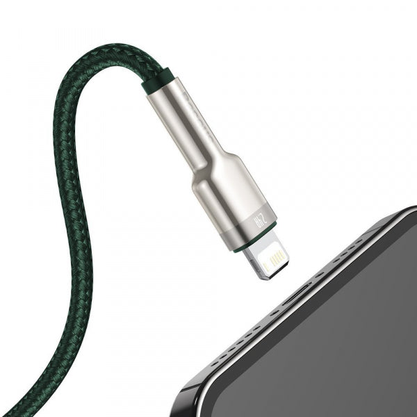 Baseus USB-A to Lightning Cable Cafule Metal Series, 18W, 2.4A, 2m, Green CALJK-B06