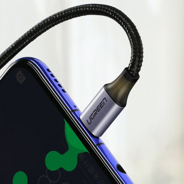 Ugreen USB-C to USB-C Cable US255 Angled, 60W, 3A, 2m, Grey
