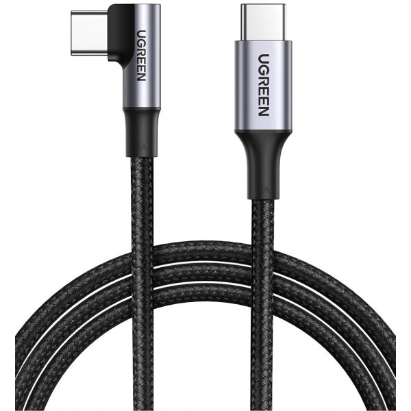 Ugreen USB-C to USB-C Cable US334 Angled, 100W, 5A, 2m, Black