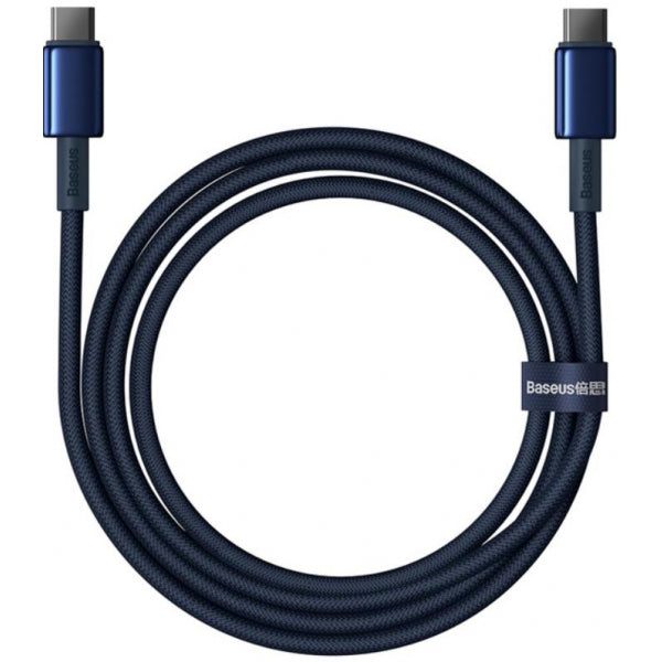 Baseus USB-C to USB-C Cable Tungsten Gold, 100W, 5A, 1m, Dark Blue P10319800321-03