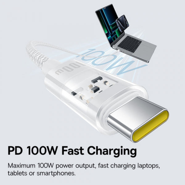 Baseus USB-C to USB-C Cable Gem, 100W, 5A, 2m, White P10373000211-01