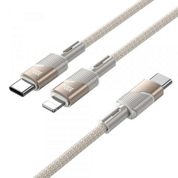 Hoco USB-C to 2 x USB-C Cable U139 2in1, 100W, 5A, 1.2m, Gold