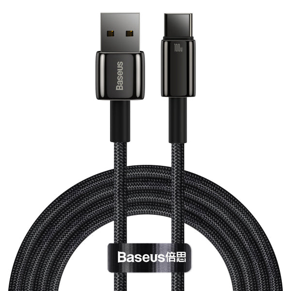 Baseus USB-A to USB-C Cable Tungsten Gold, 100W, 5A, 2m, Black CAWJ000101