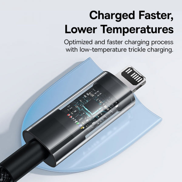 Baseus USB-C to Lightning Cable Gem, 20W, 2.4A, 2m, Black P10373001111-01