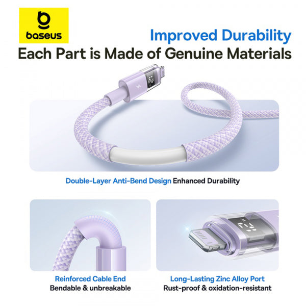 Baseus USB-A to Lightning Cable Display 2, 12W, 2.4A, 2m, Purple P10382700511-01