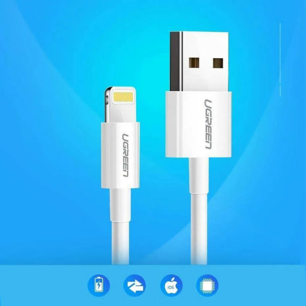 Ugreen USB-A to Lightning Cable US155 (20728), 18W, 2.4A, 1m, White