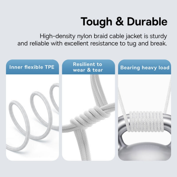 Baseus USB-A to USB-C Cable Gem, 100W, 5A, 2m, White P10373002211-01