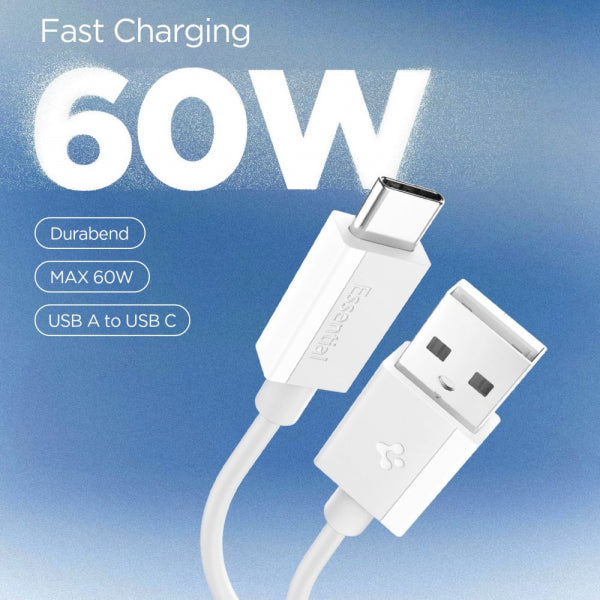 Spigen USB-A to USB-C Cable Essential, 60W, 3A, 1m, White ACA08715
